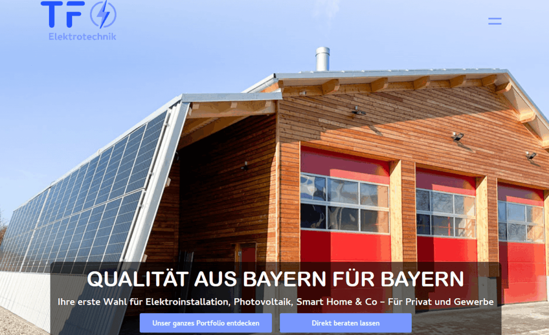 Neue Startseite von TF Elektro